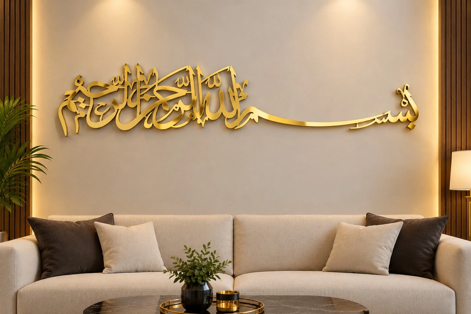 Bismillah Ir-Rahman Ir-Raheem Islamic Wall Art, Arabic Calligraphy Home Decor
